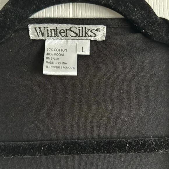 WINTER SILKS | Black | Waterfall | Open front | Cardigan | size L - Picture 2 of 3